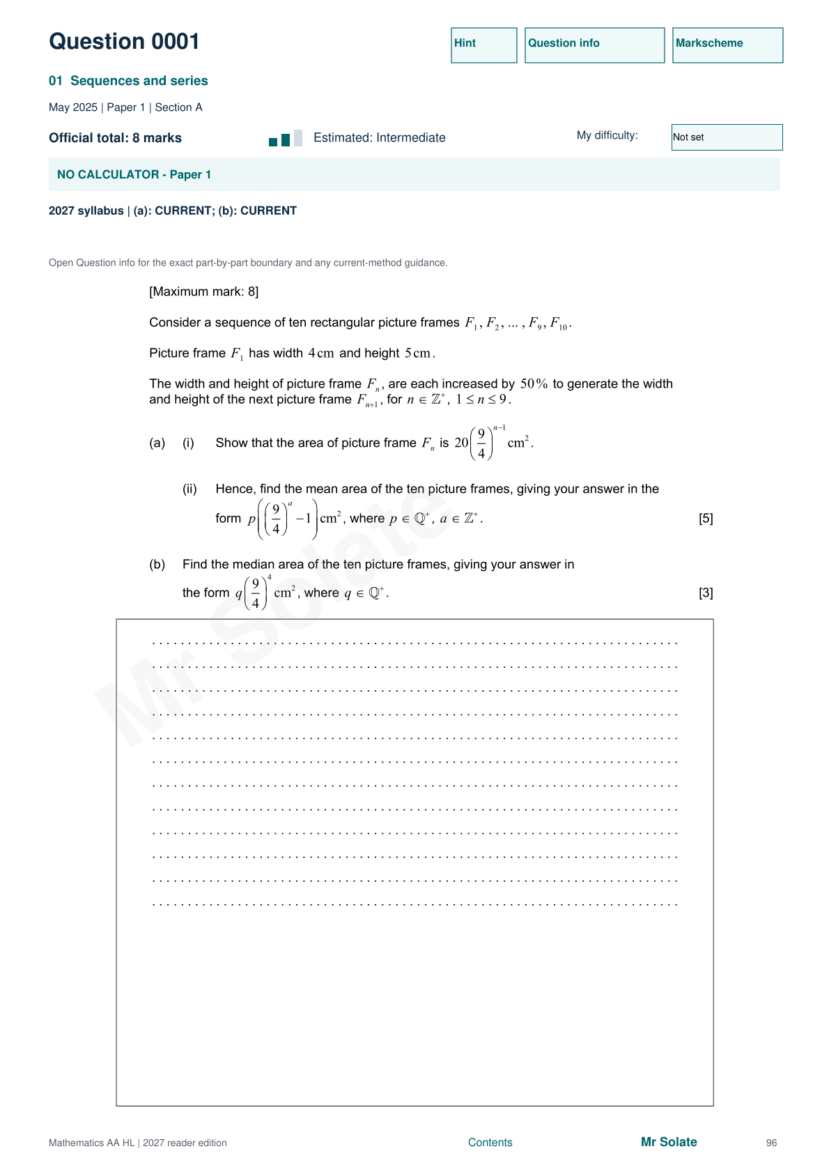 Original Mathematics question 1, page 96