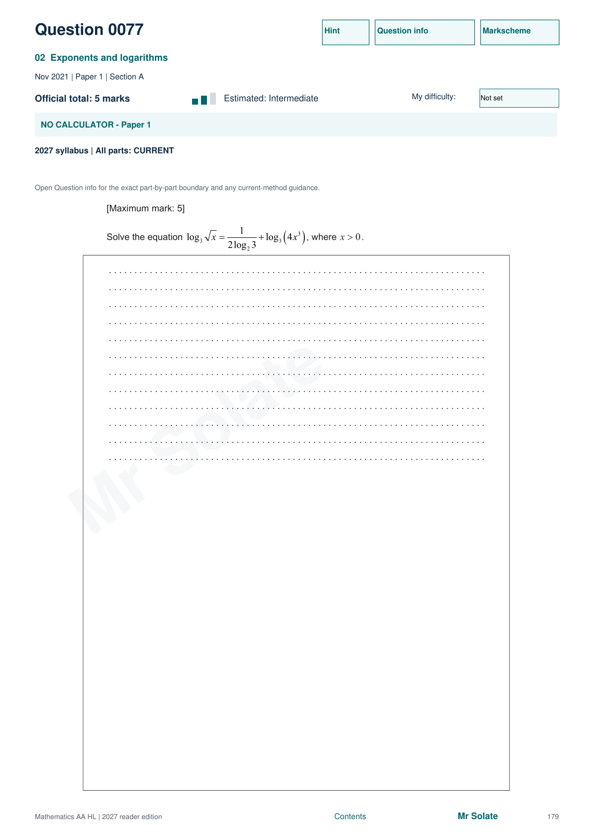 Original Mathematics question 77, page 179