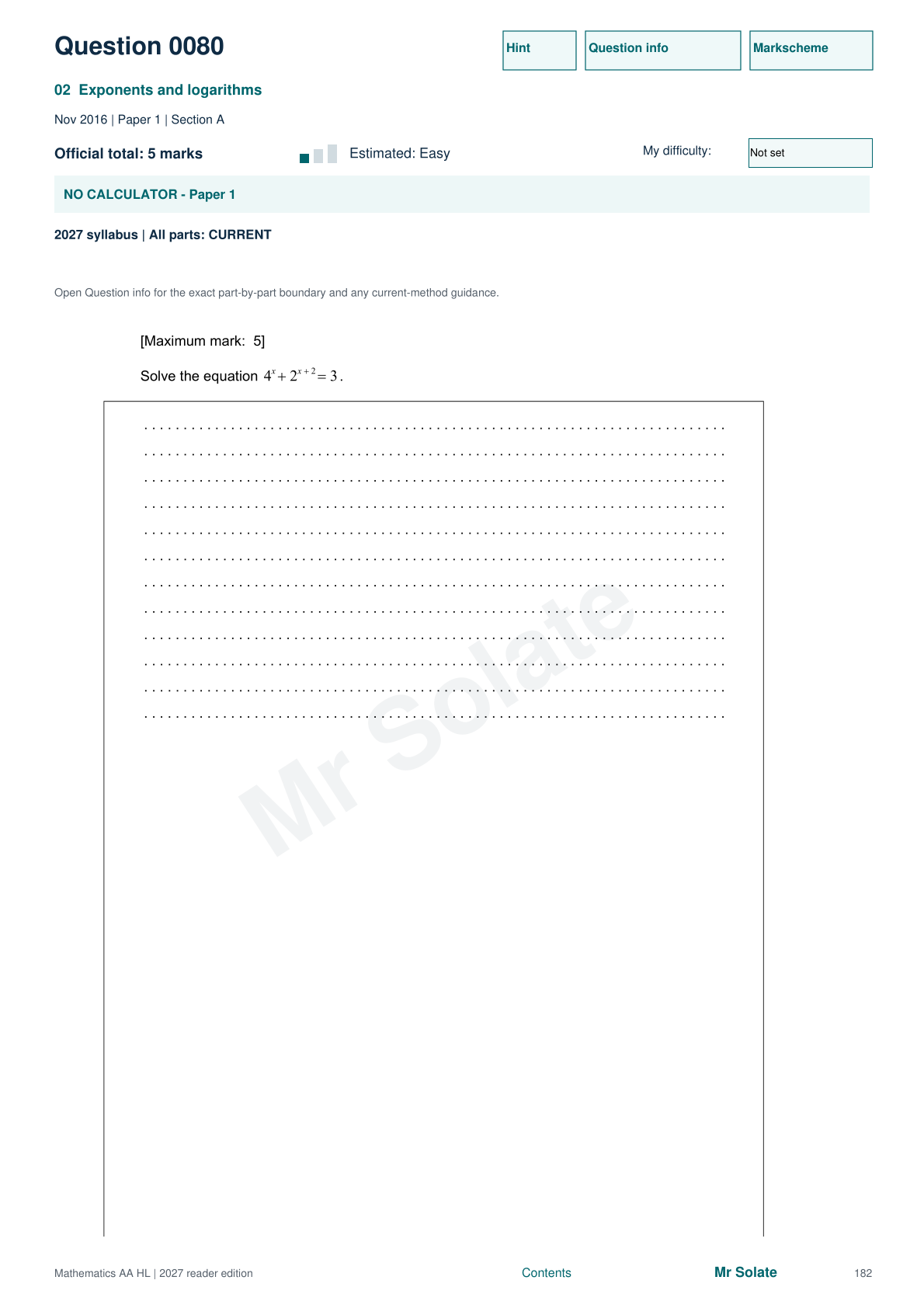 Original Mathematics question 80, page 182
