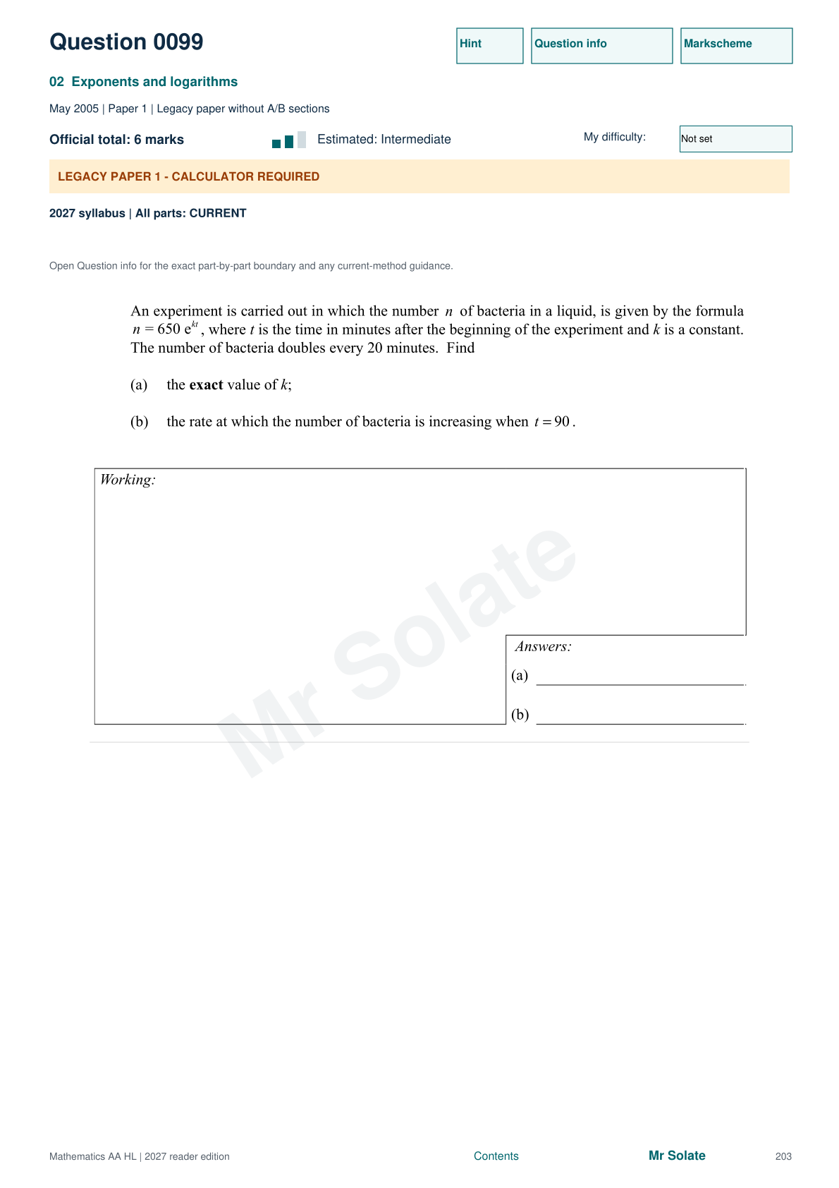 Original Mathematics question 99, page 203