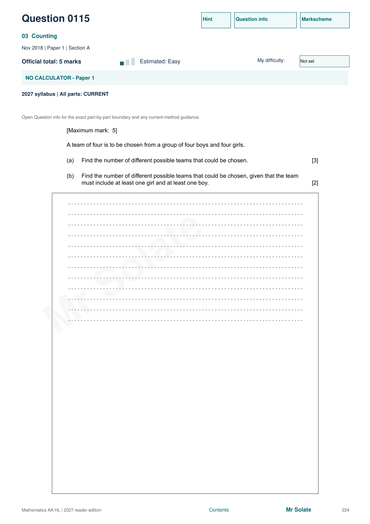 Original Mathematics question 115, page 224