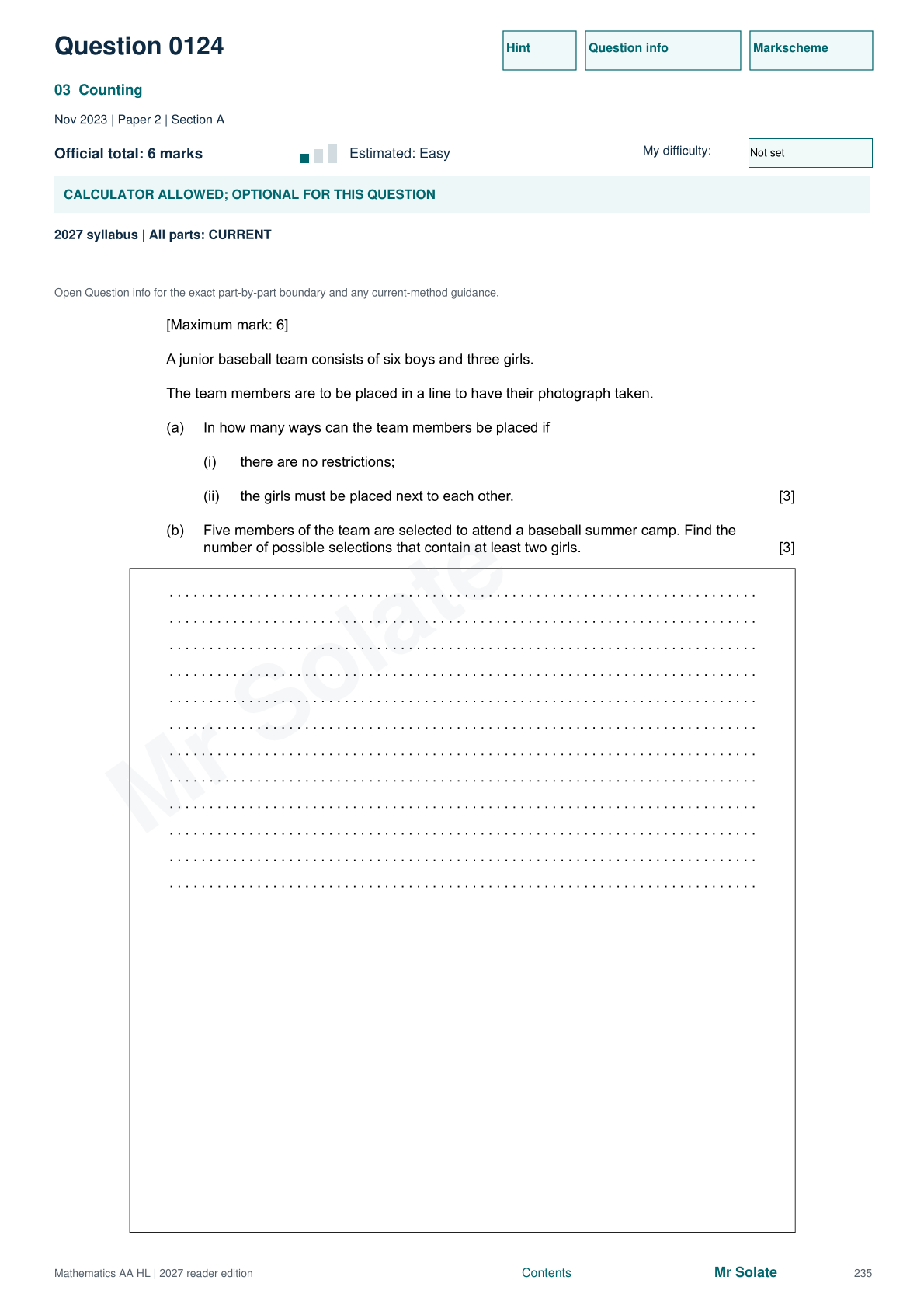Original Mathematics question 124, page 235
