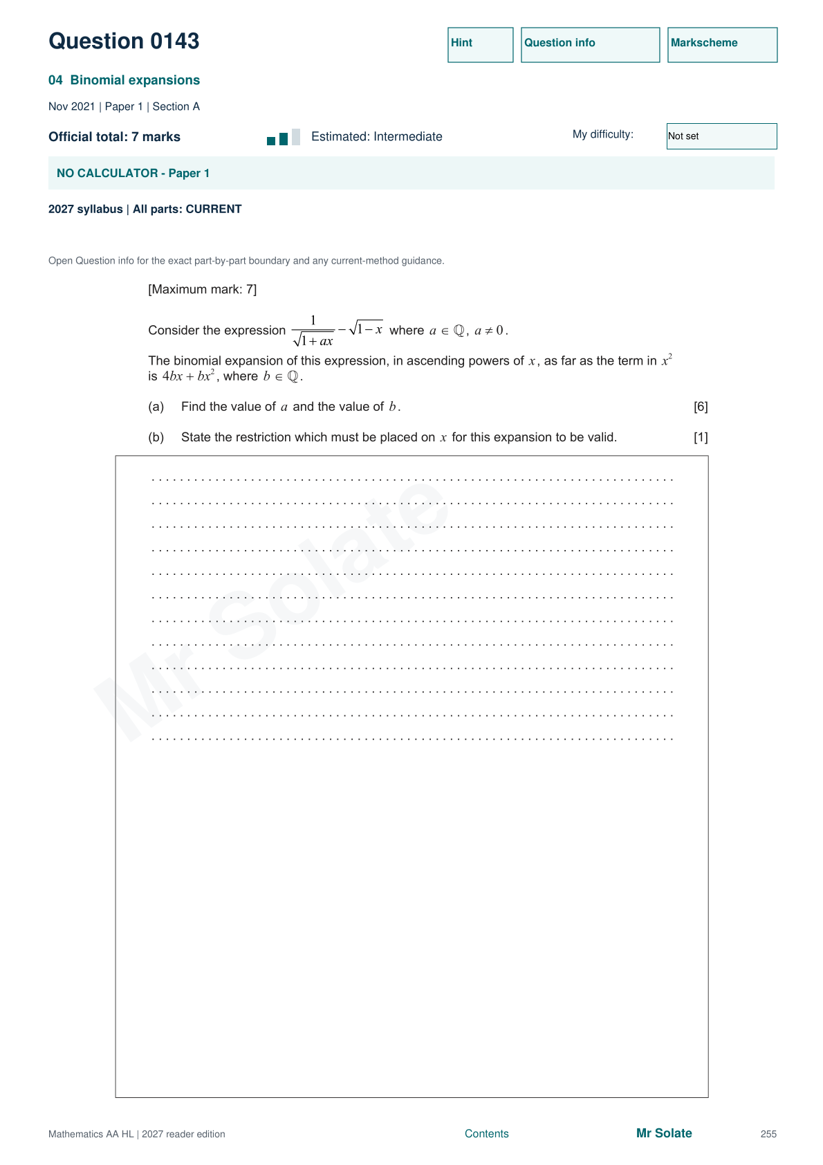 Original Mathematics question 143, page 255