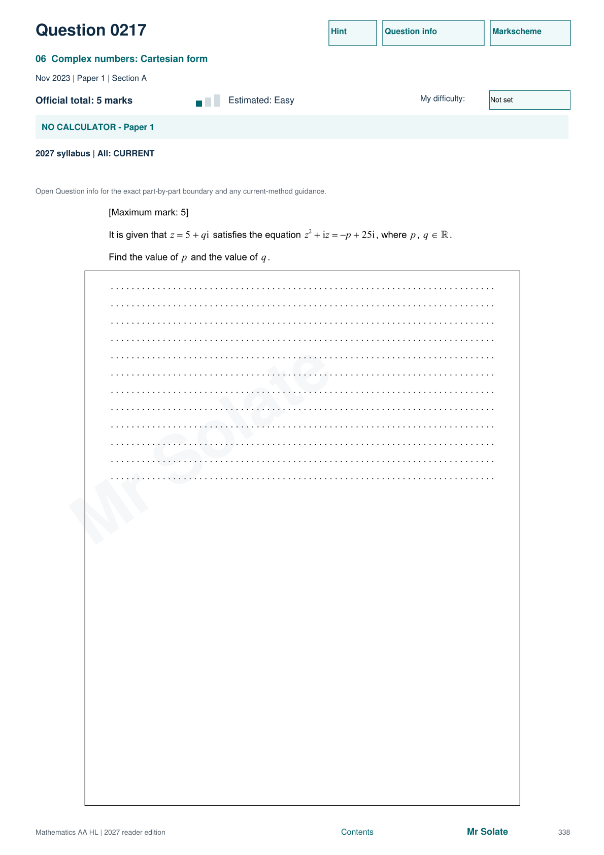 Original Mathematics question 217, page 338