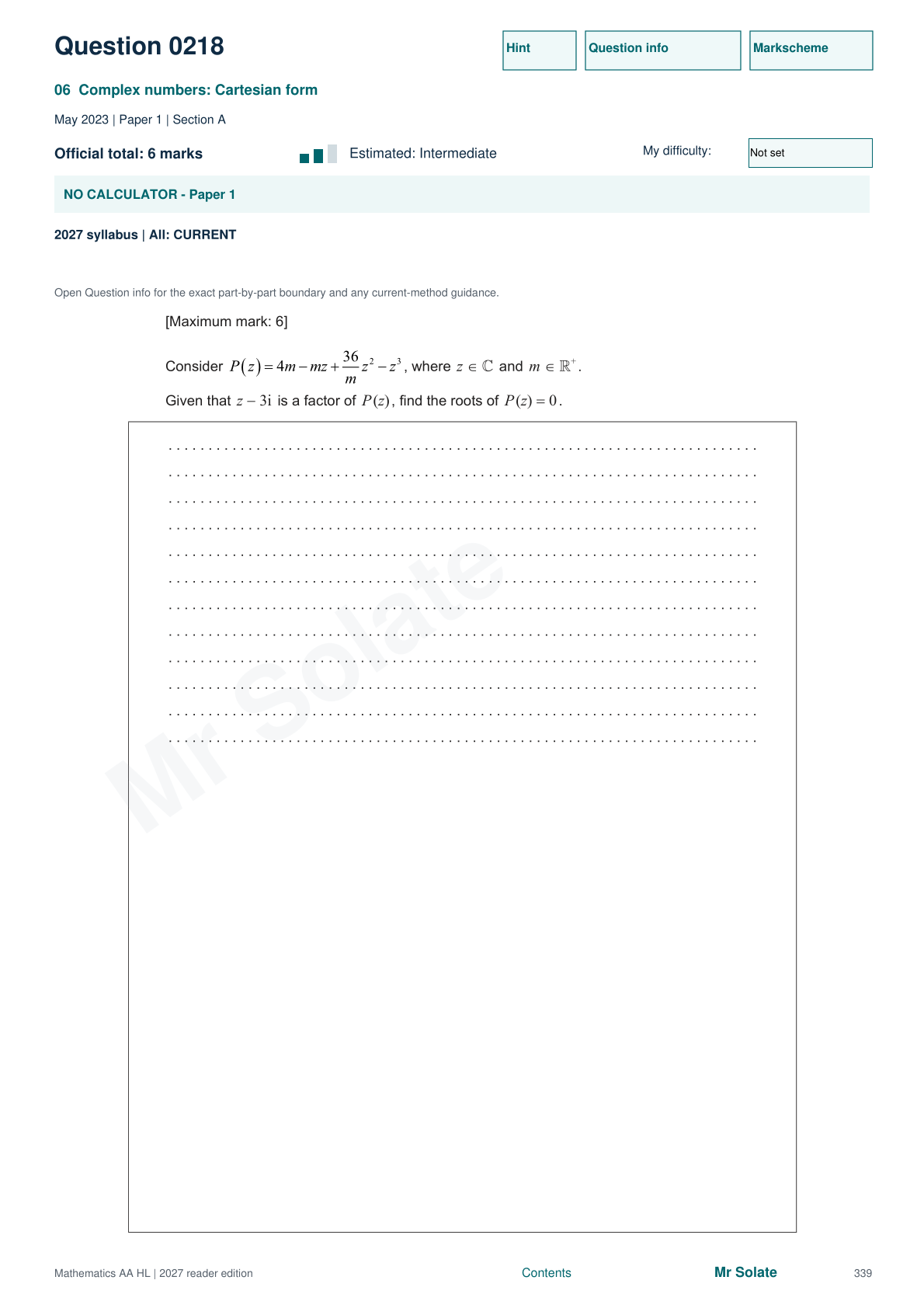 Original Mathematics question 218, page 339