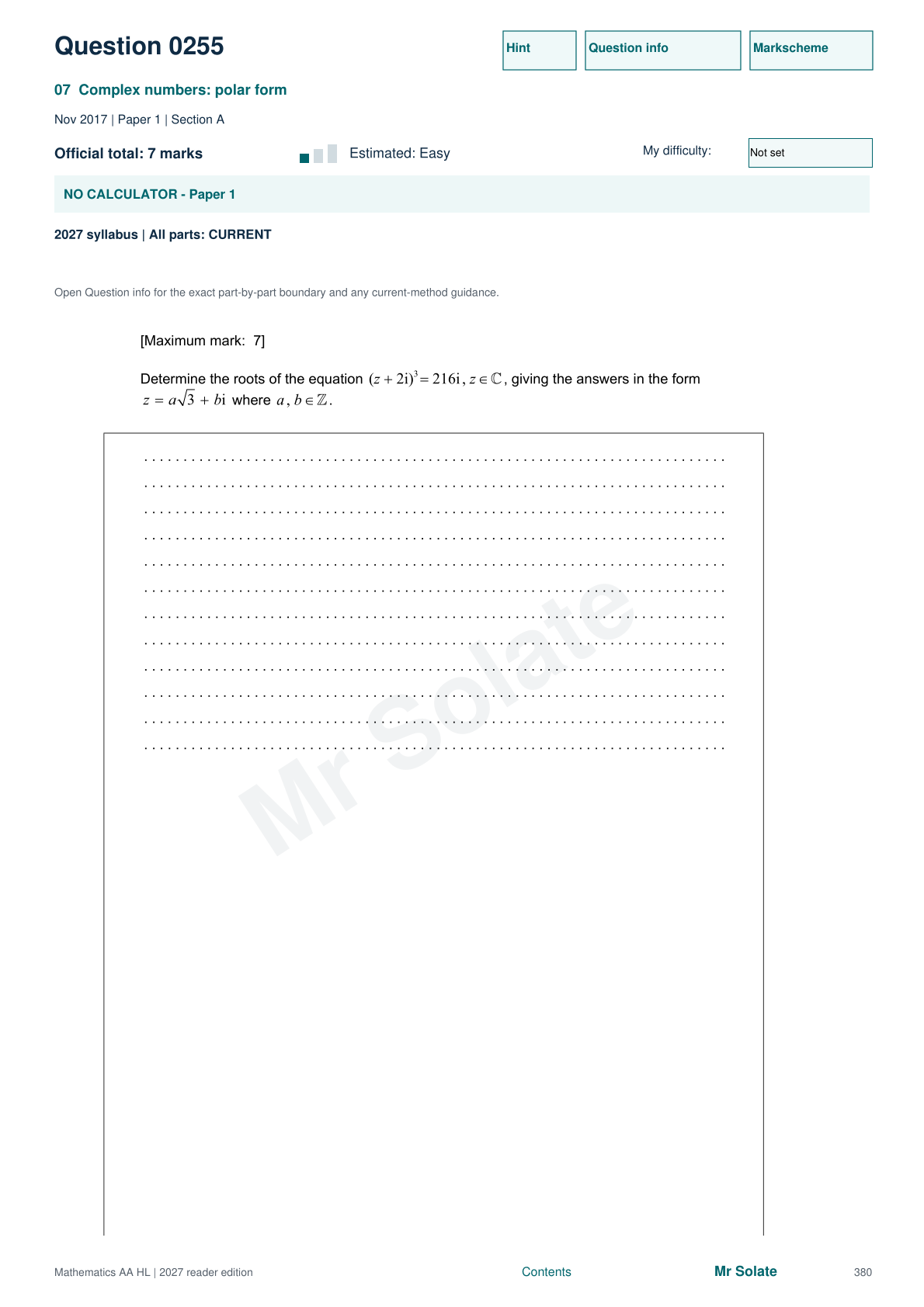 Original Mathematics question 255, page 380