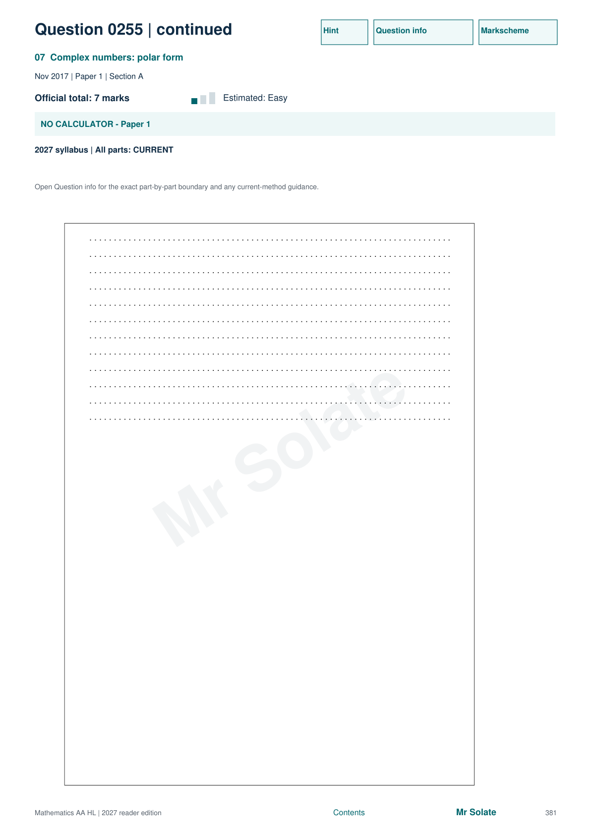 Original Mathematics question 255, page 381