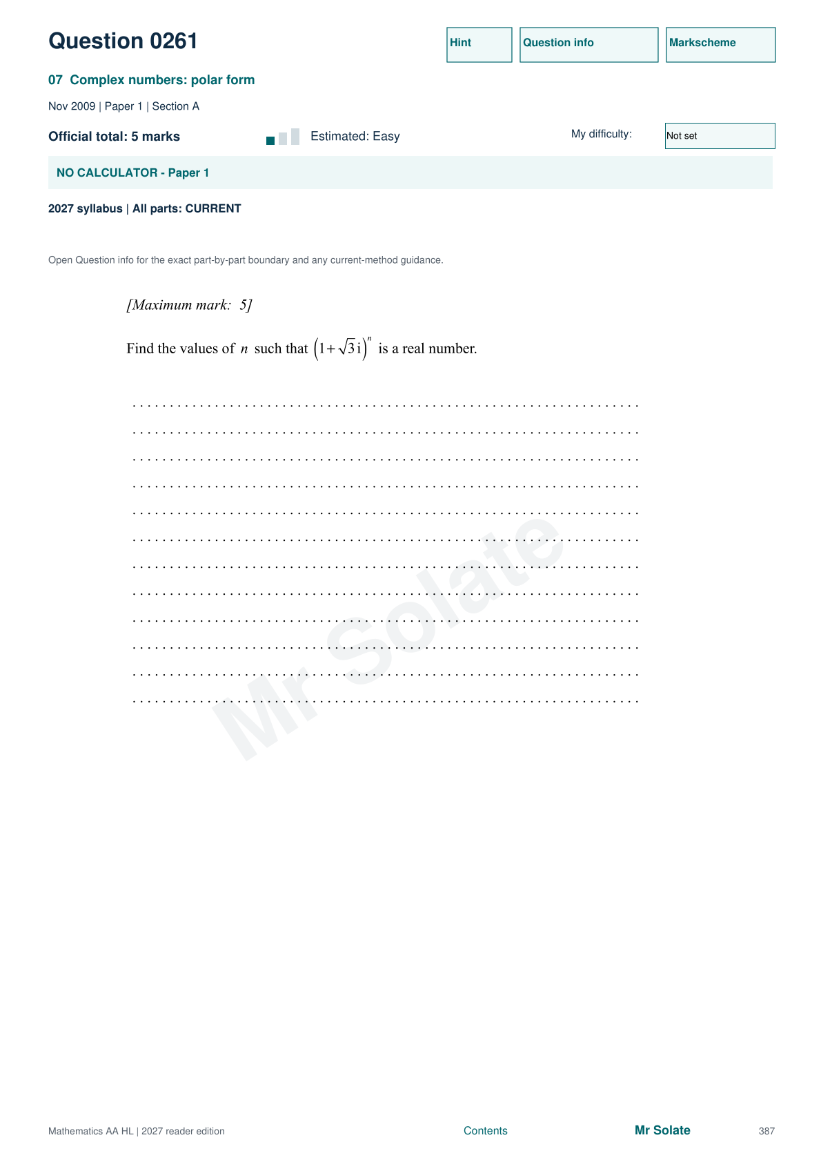 Original Mathematics question 261, page 387