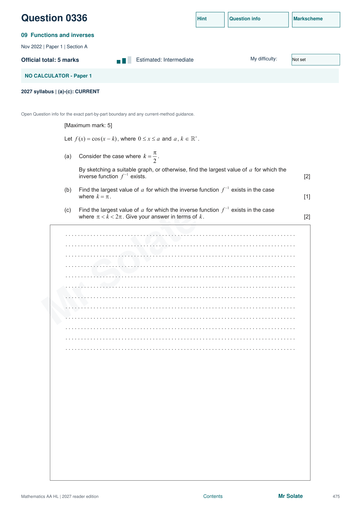 Original Mathematics question 336, page 475