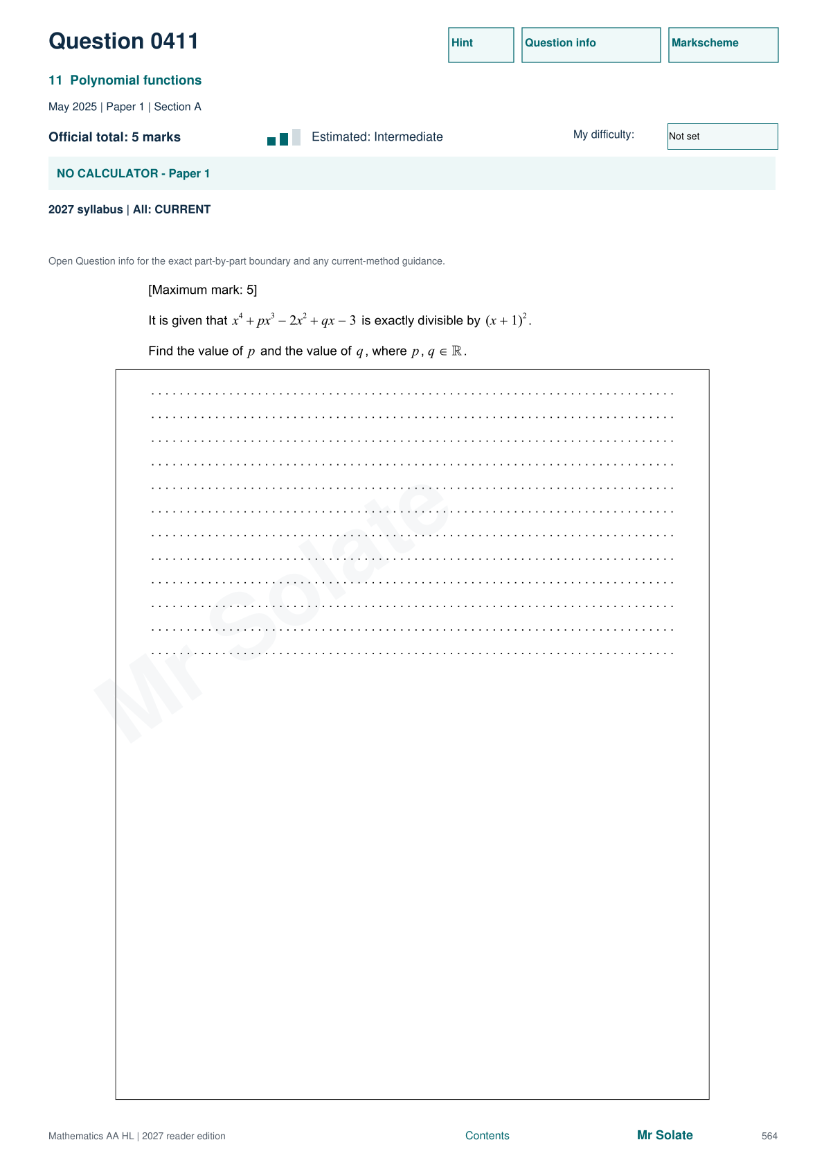 Original Mathematics question 411, page 564