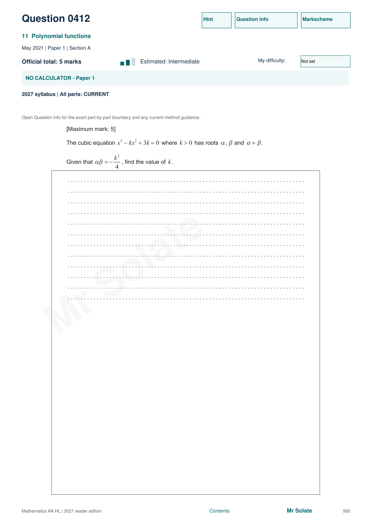 Original Mathematics question 412, page 565