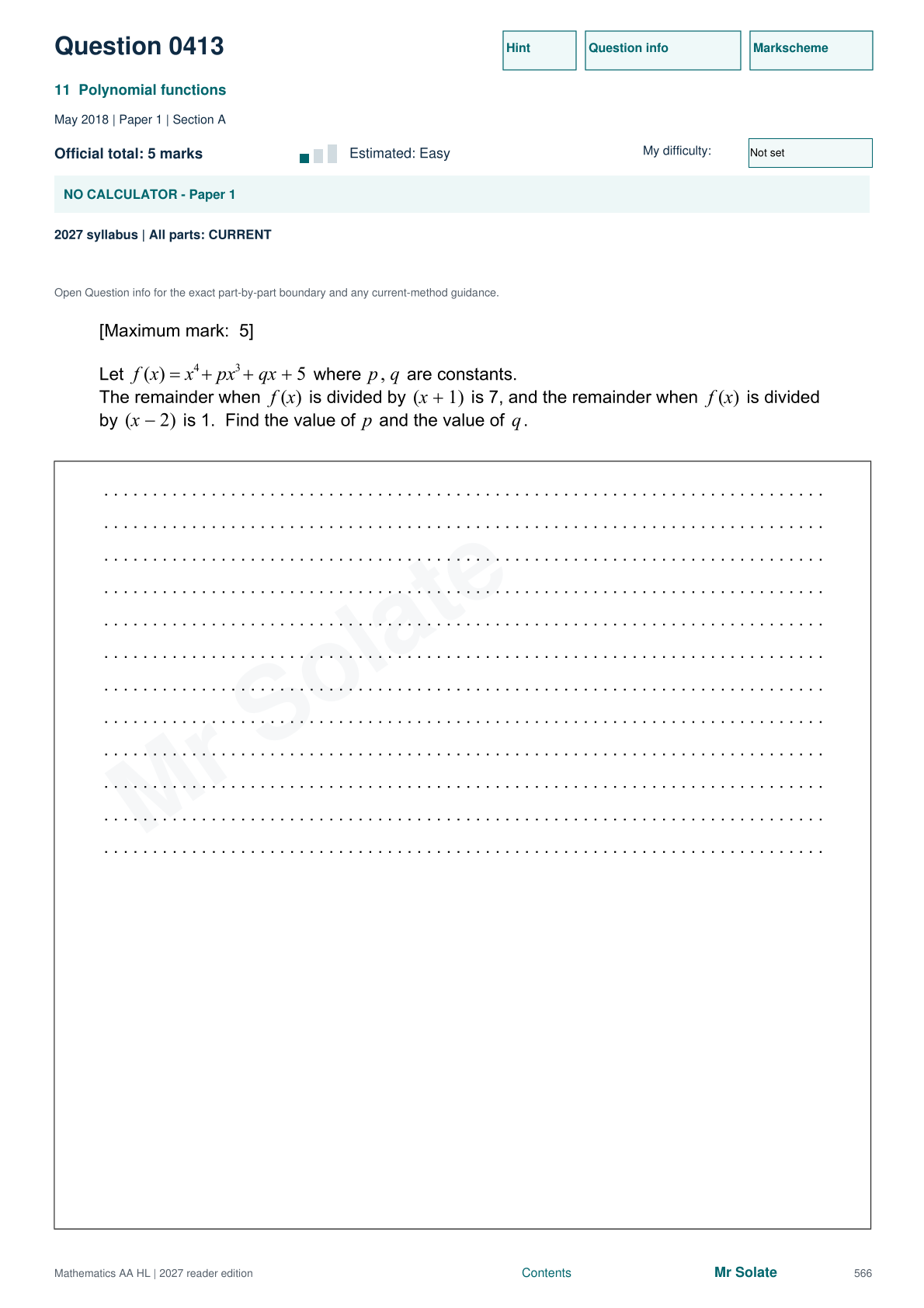 Original Mathematics question 413, page 566