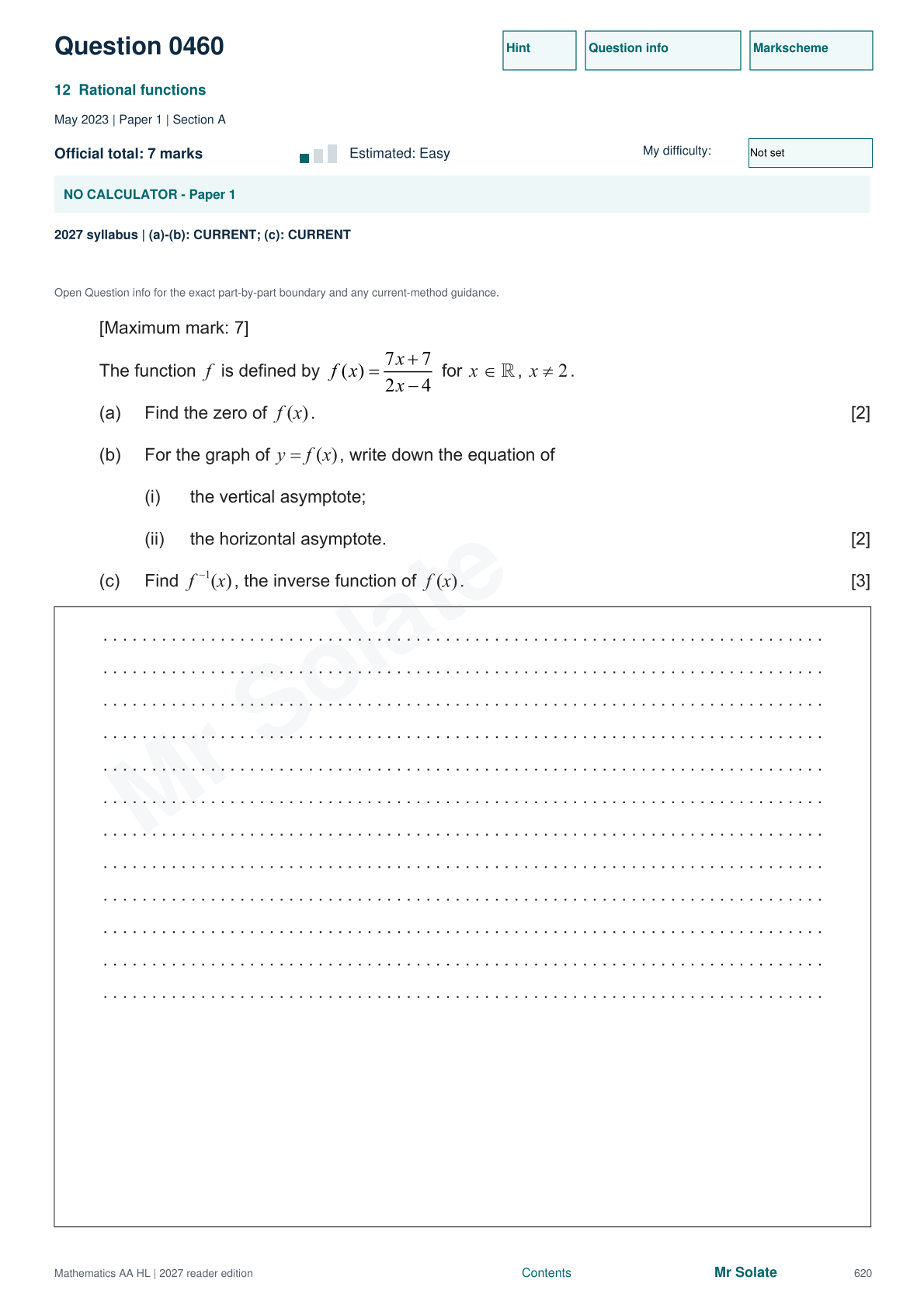 Original Mathematics question 460, page 620