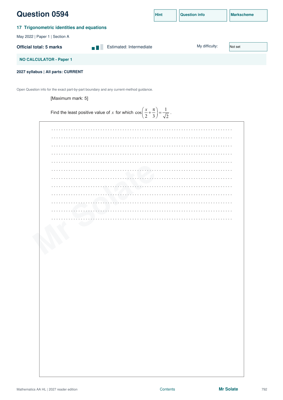 Original Mathematics question 594, page 792
