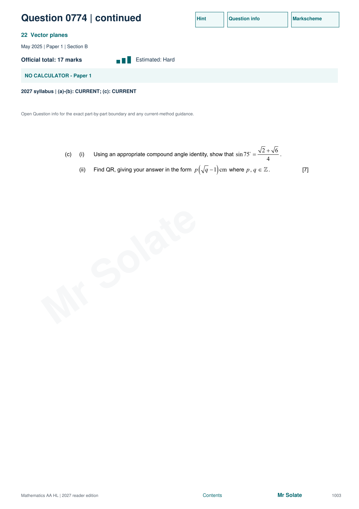 Original Mathematics question 774, page 1003