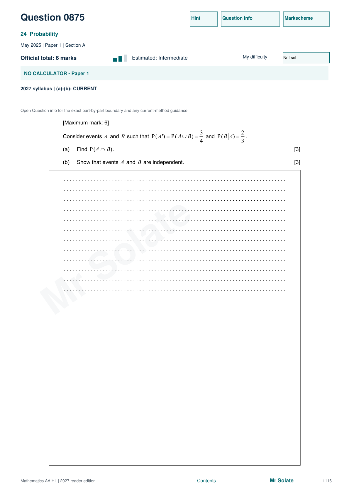 Original Mathematics question 875, page 1116