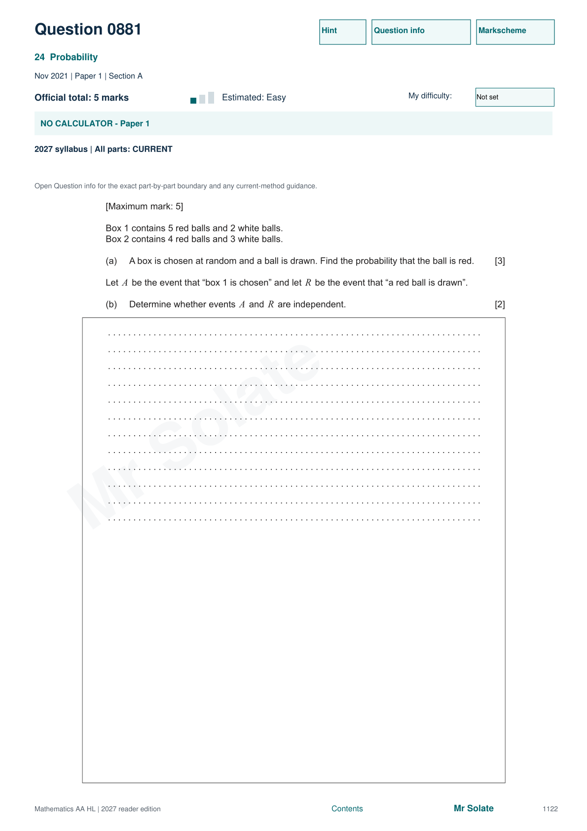Original Mathematics question 881, page 1122