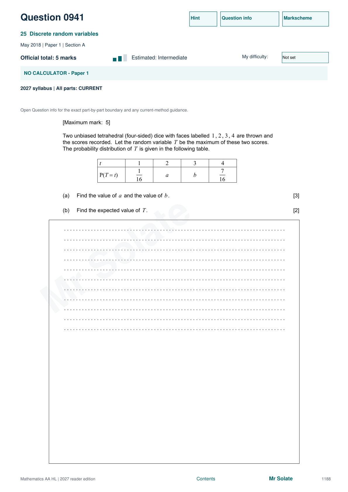 Original Mathematics question 941, page 1188