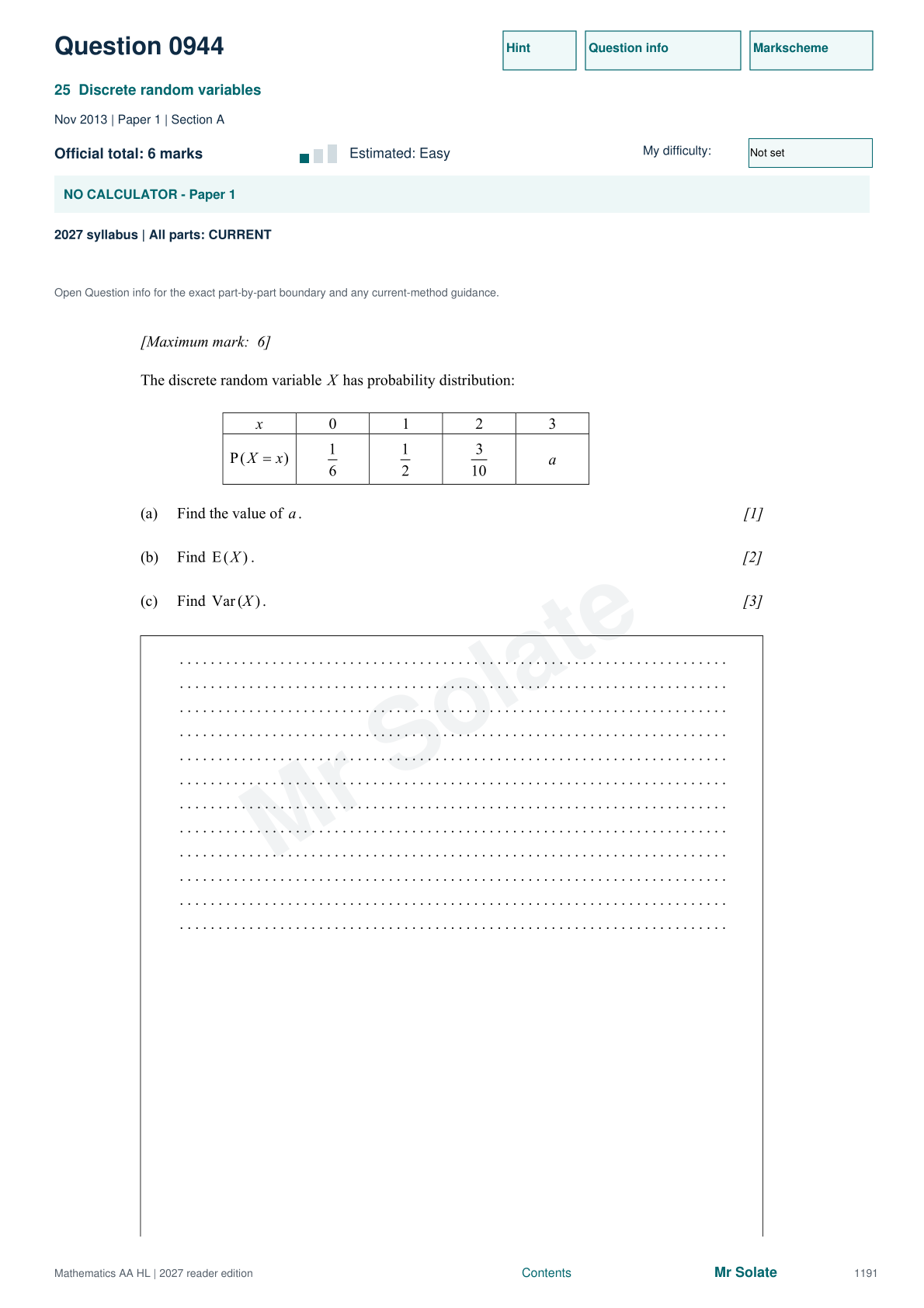 Original Mathematics question 944, page 1191