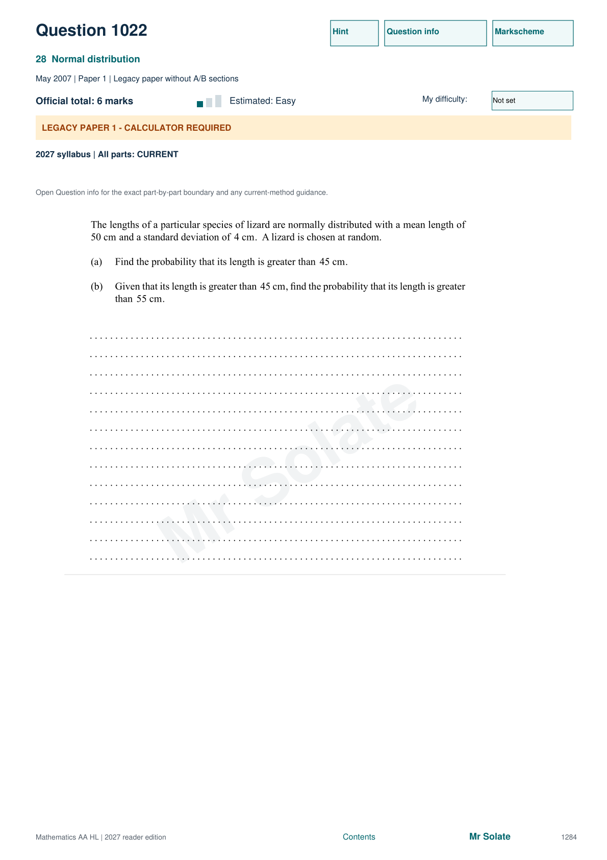 Original Mathematics question 1022, page 1284