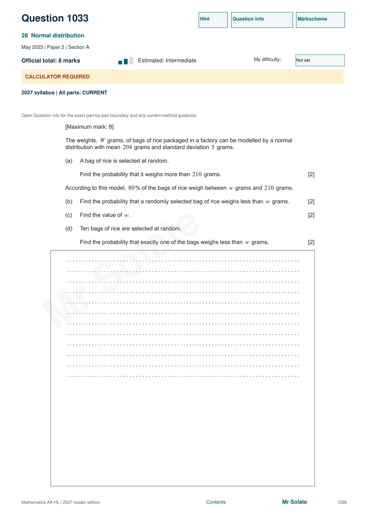 Original Mathematics question 1033, page 1296