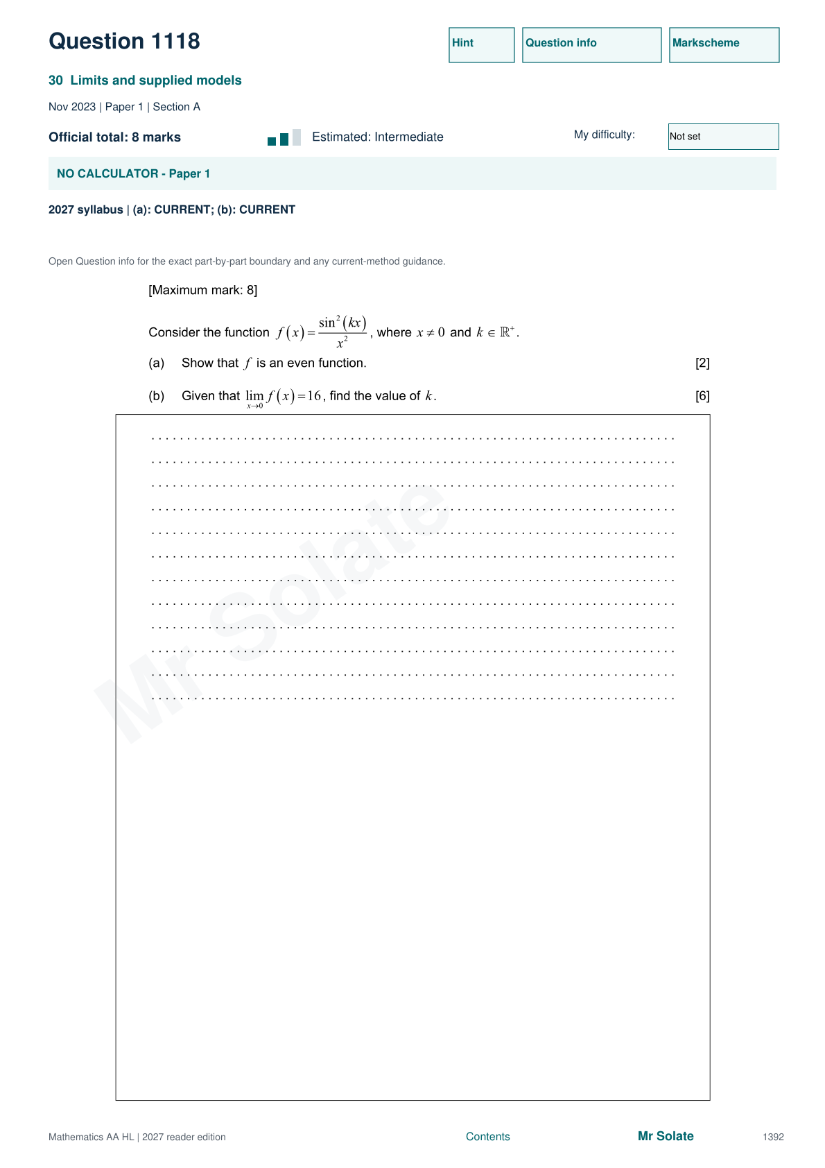 Original Mathematics question 1118, page 1392