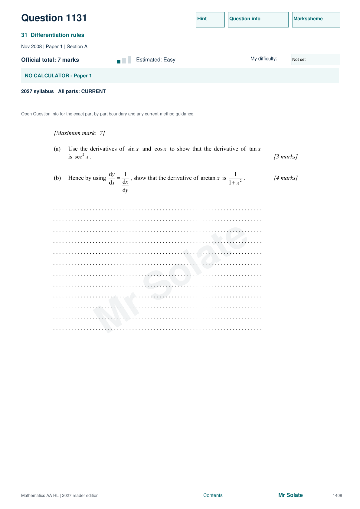 Original Mathematics question 1131, page 1408