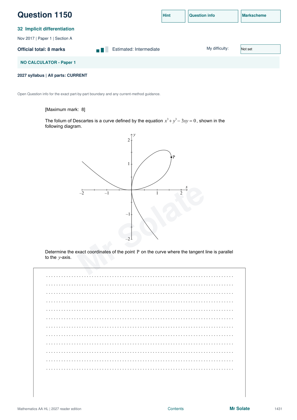 Original Mathematics question 1150, page 1431