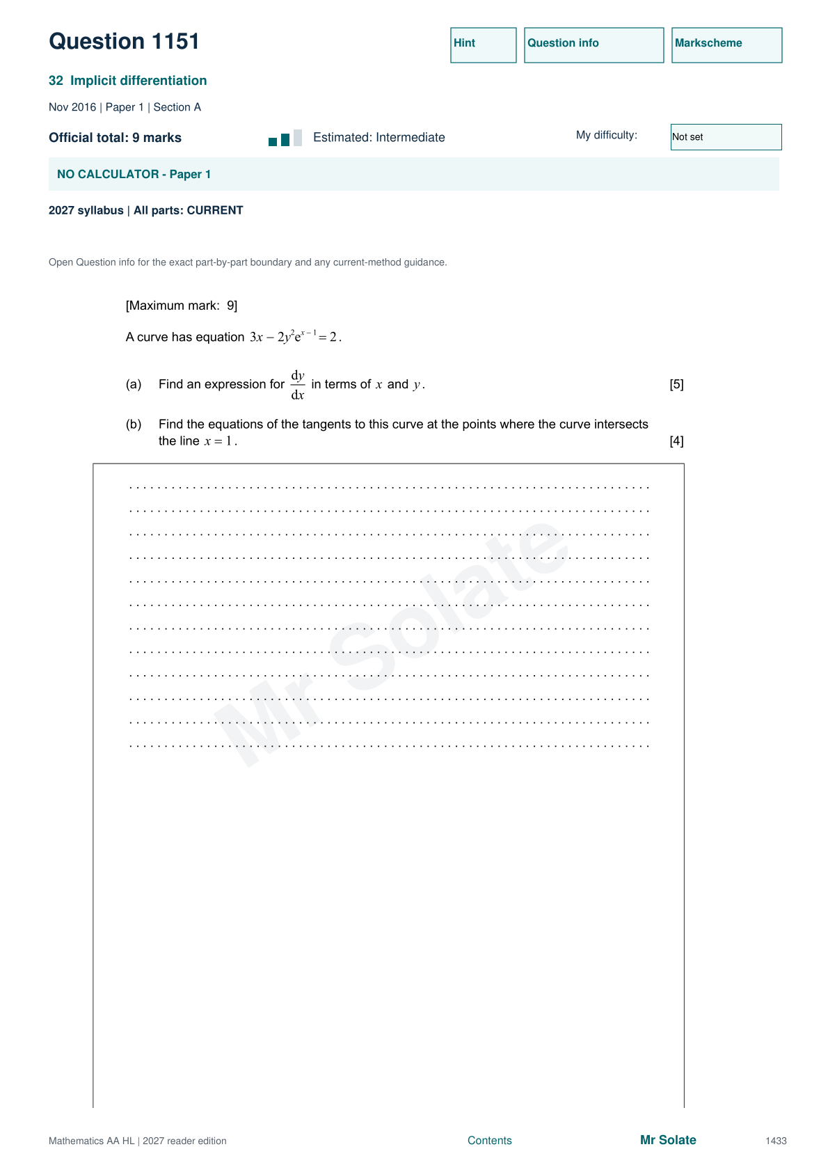 Original Mathematics question 1151, page 1433