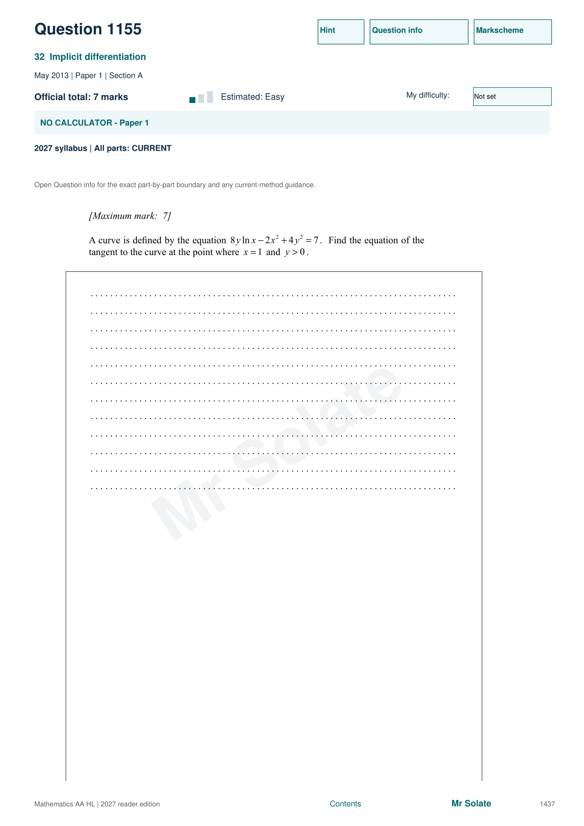Original Mathematics question 1155, page 1437