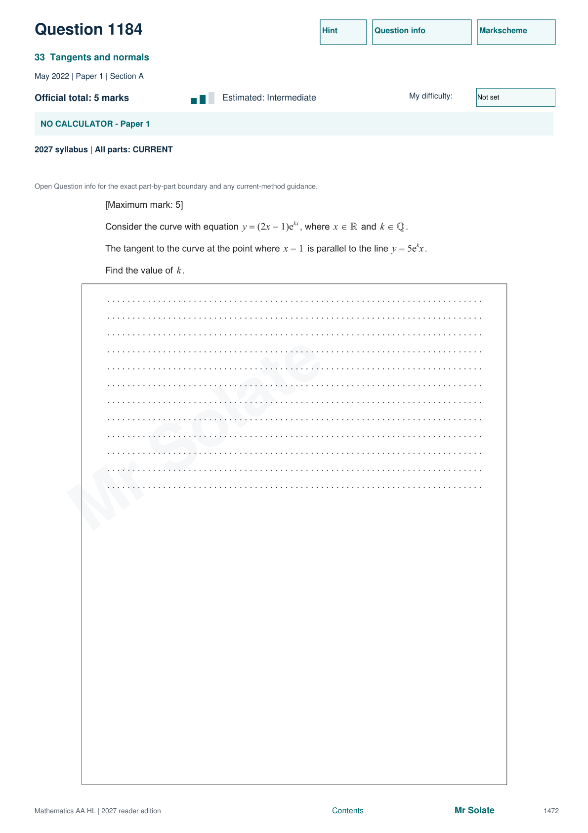 Original Mathematics question 1184, page 1472