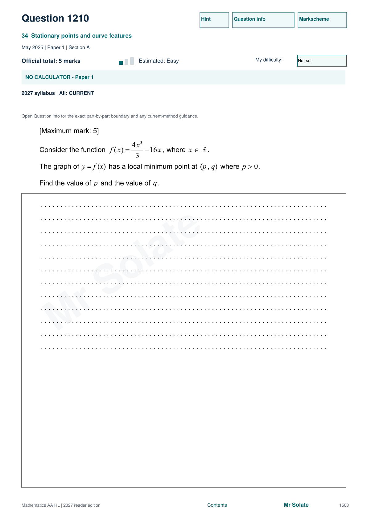 Original Mathematics question 1210, page 1503