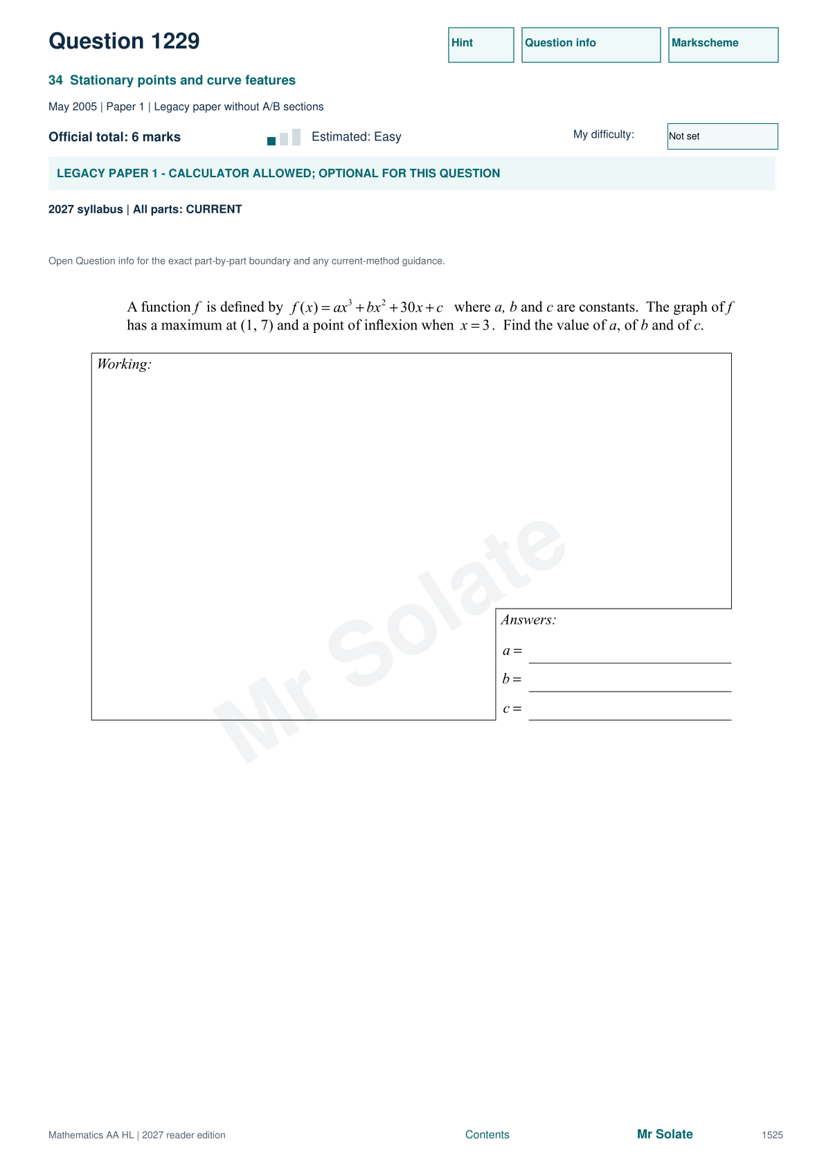 Original Mathematics question 1229, page 1525