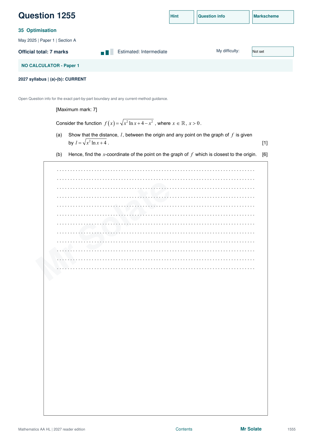 Original Mathematics question 1255, page 1555