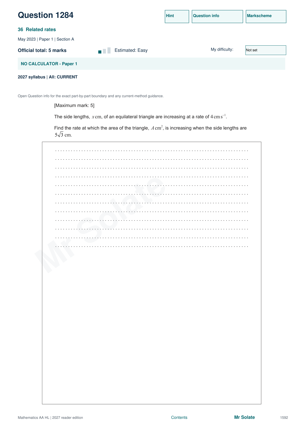 Original Mathematics question 1284, page 1592