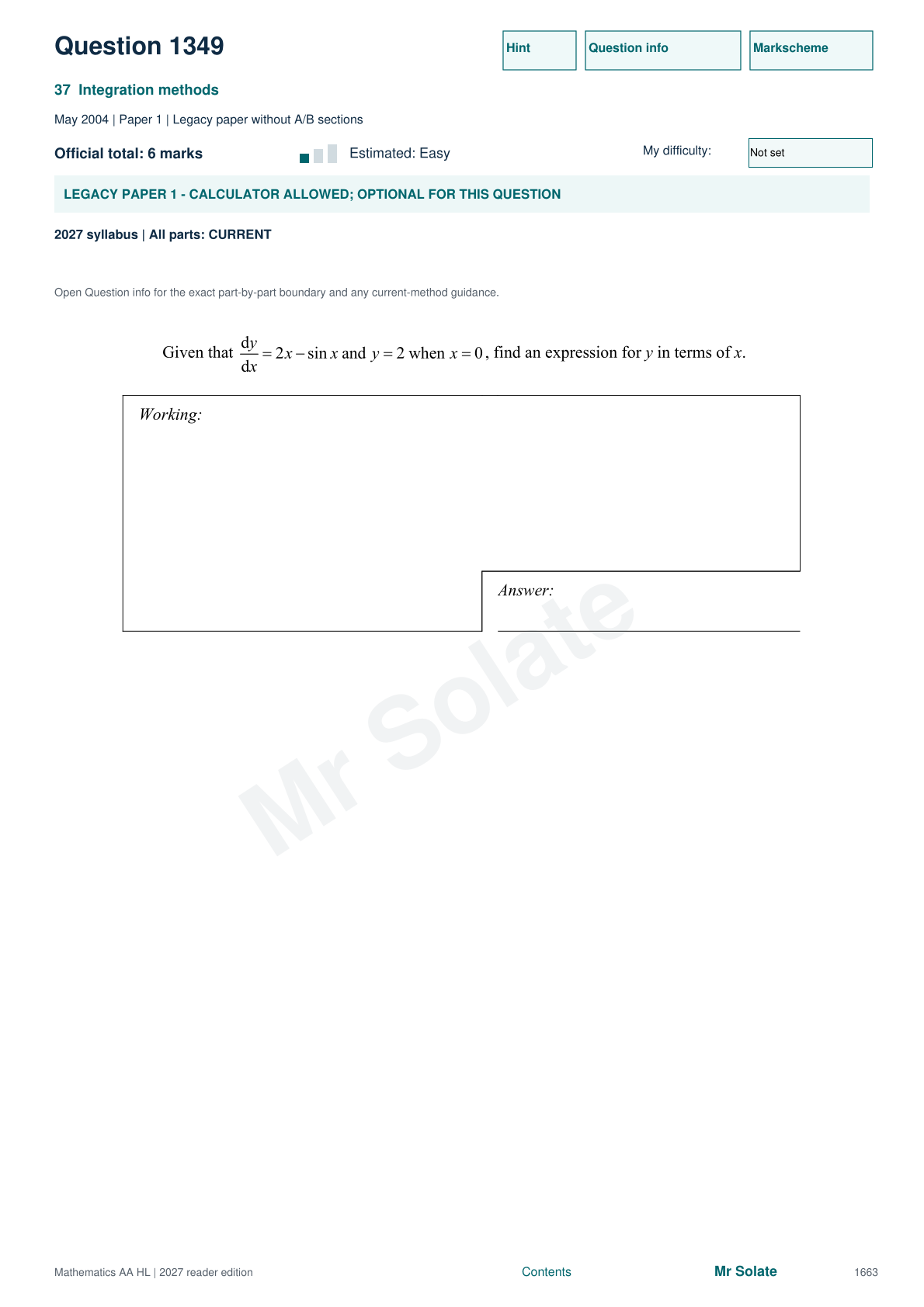 Original Mathematics question 1349, page 1663