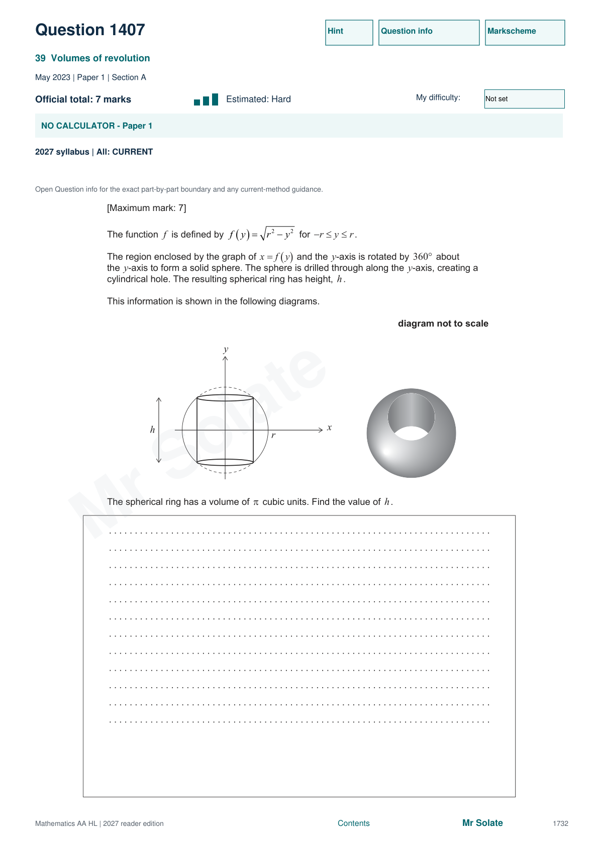 Original Mathematics question 1407, page 1732