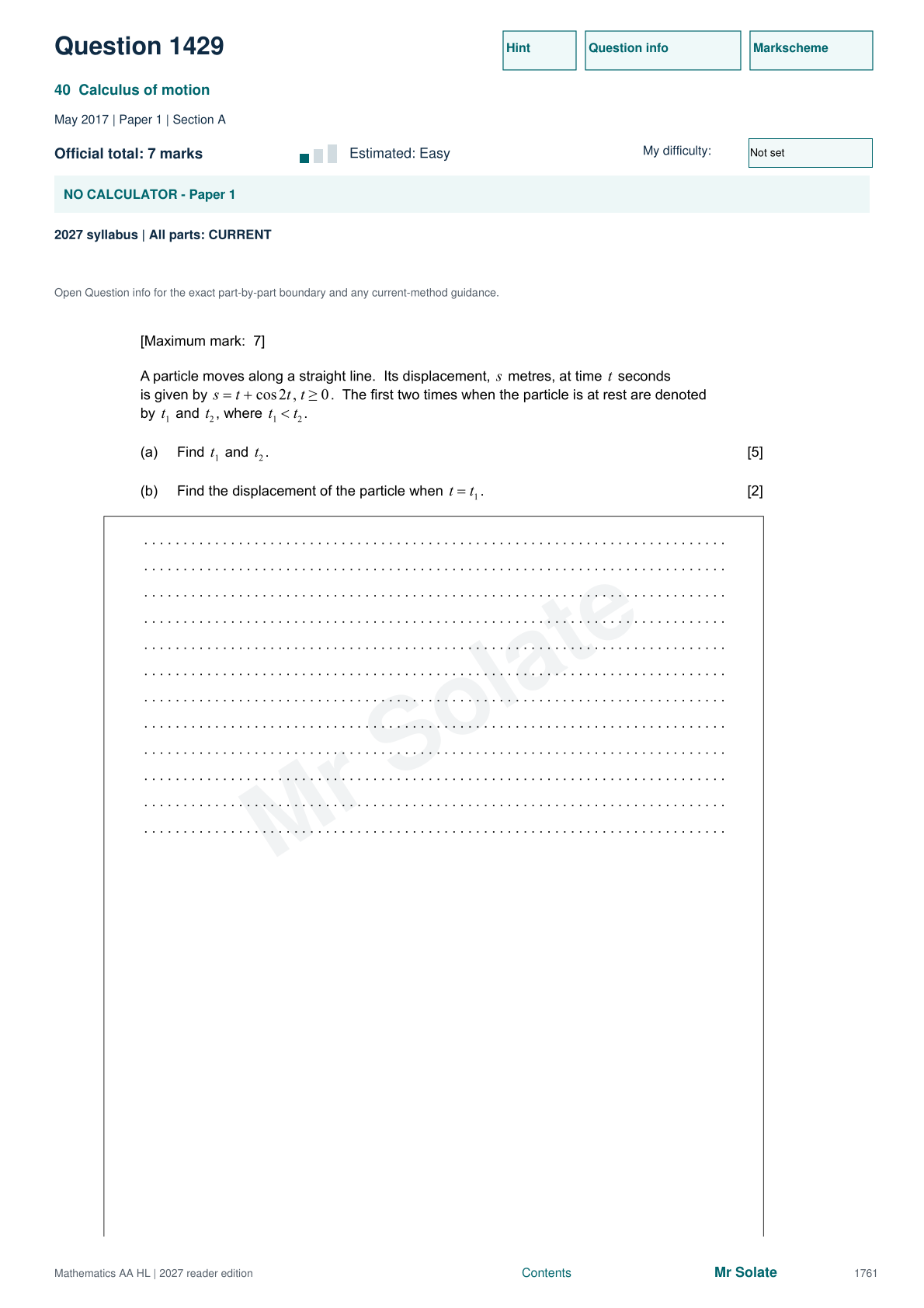 Original Mathematics question 1429, page 1761