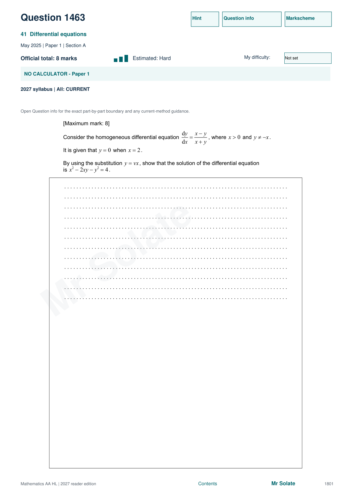 Original Mathematics question 1463, page 1801