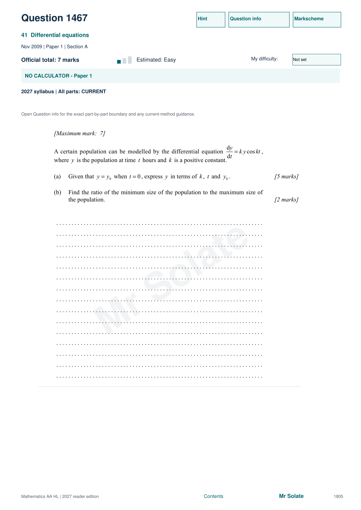 Original Mathematics question 1467, page 1805