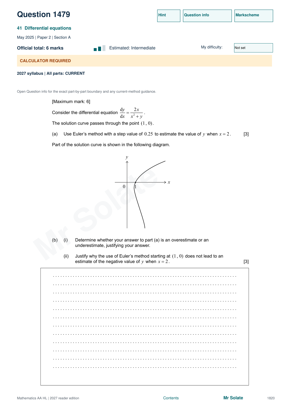 Original Mathematics question 1479, page 1820