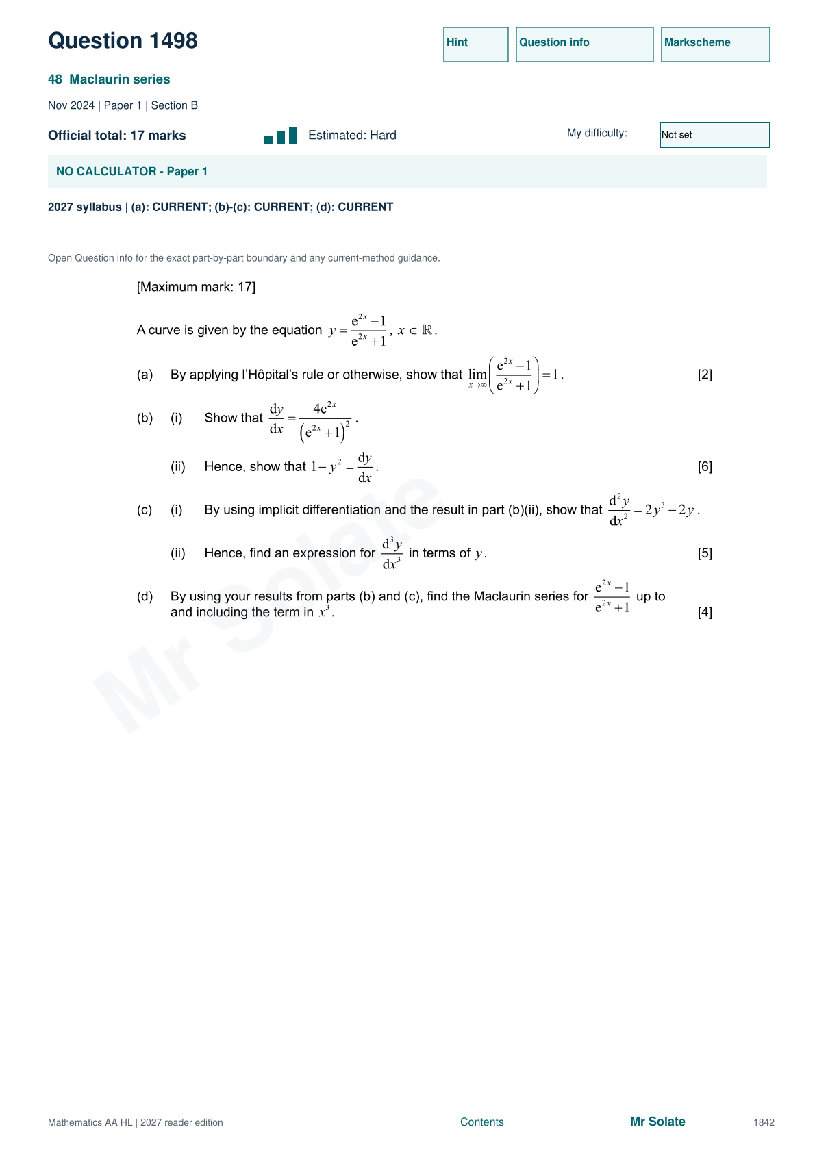 Original Mathematics question 1498, page 1842