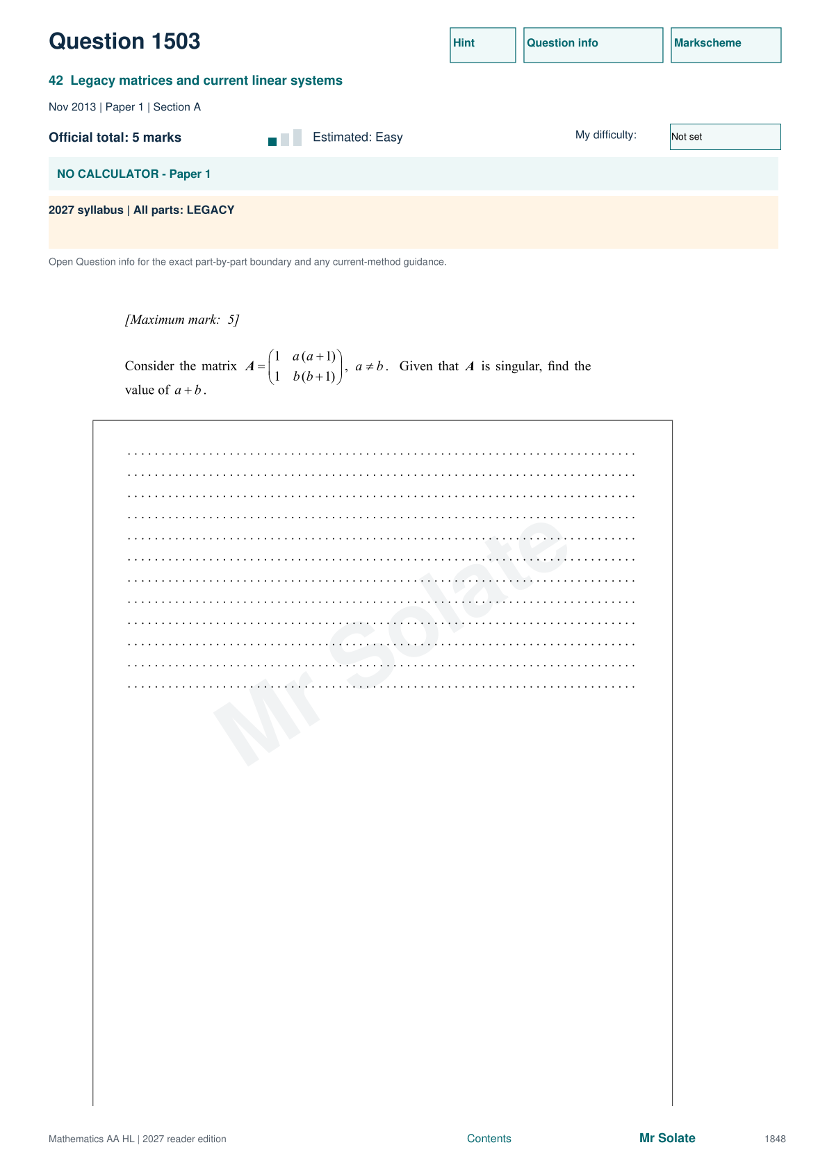 Original Mathematics question 1503, page 1848