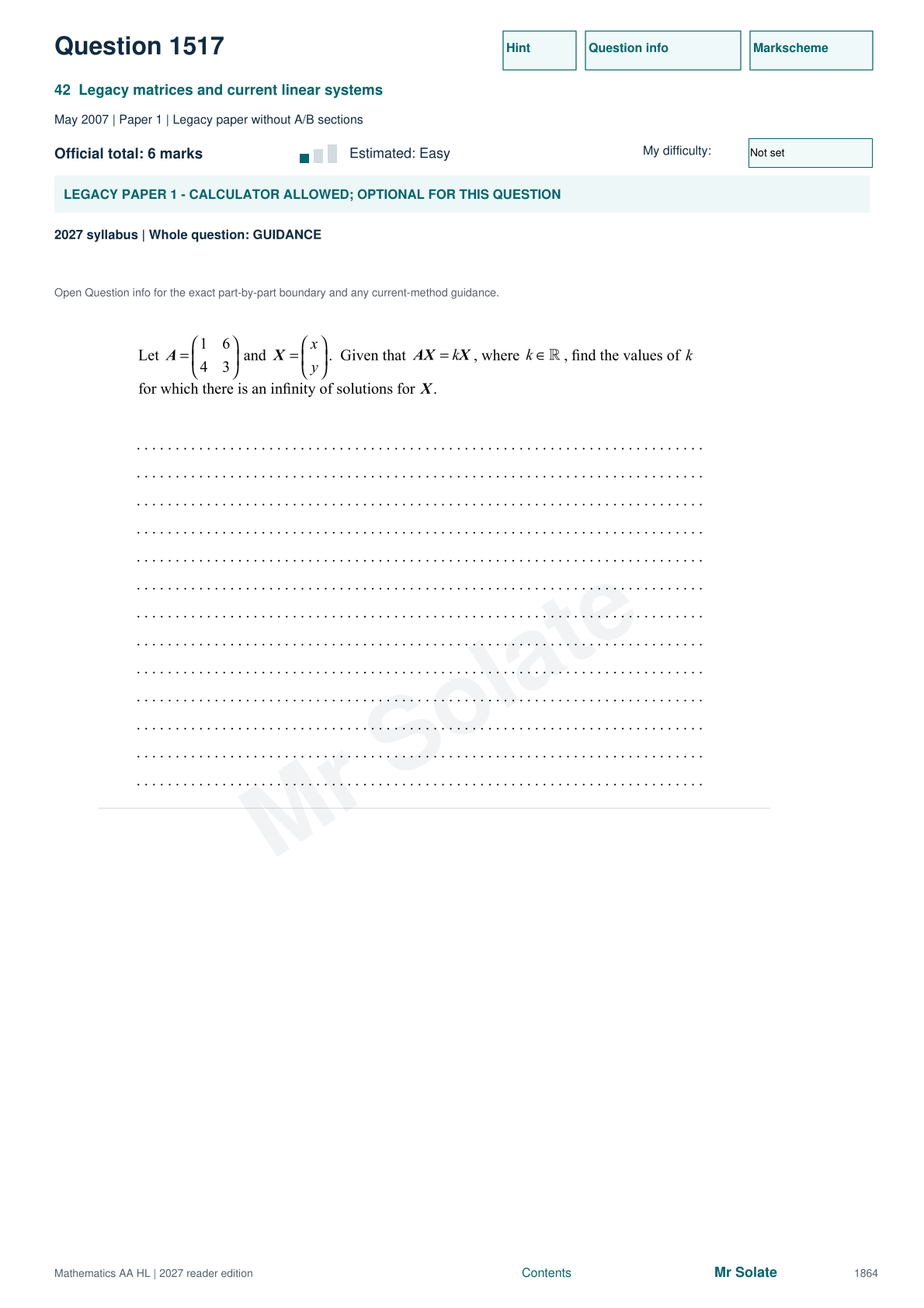 Original Mathematics question 1517, page 1864
