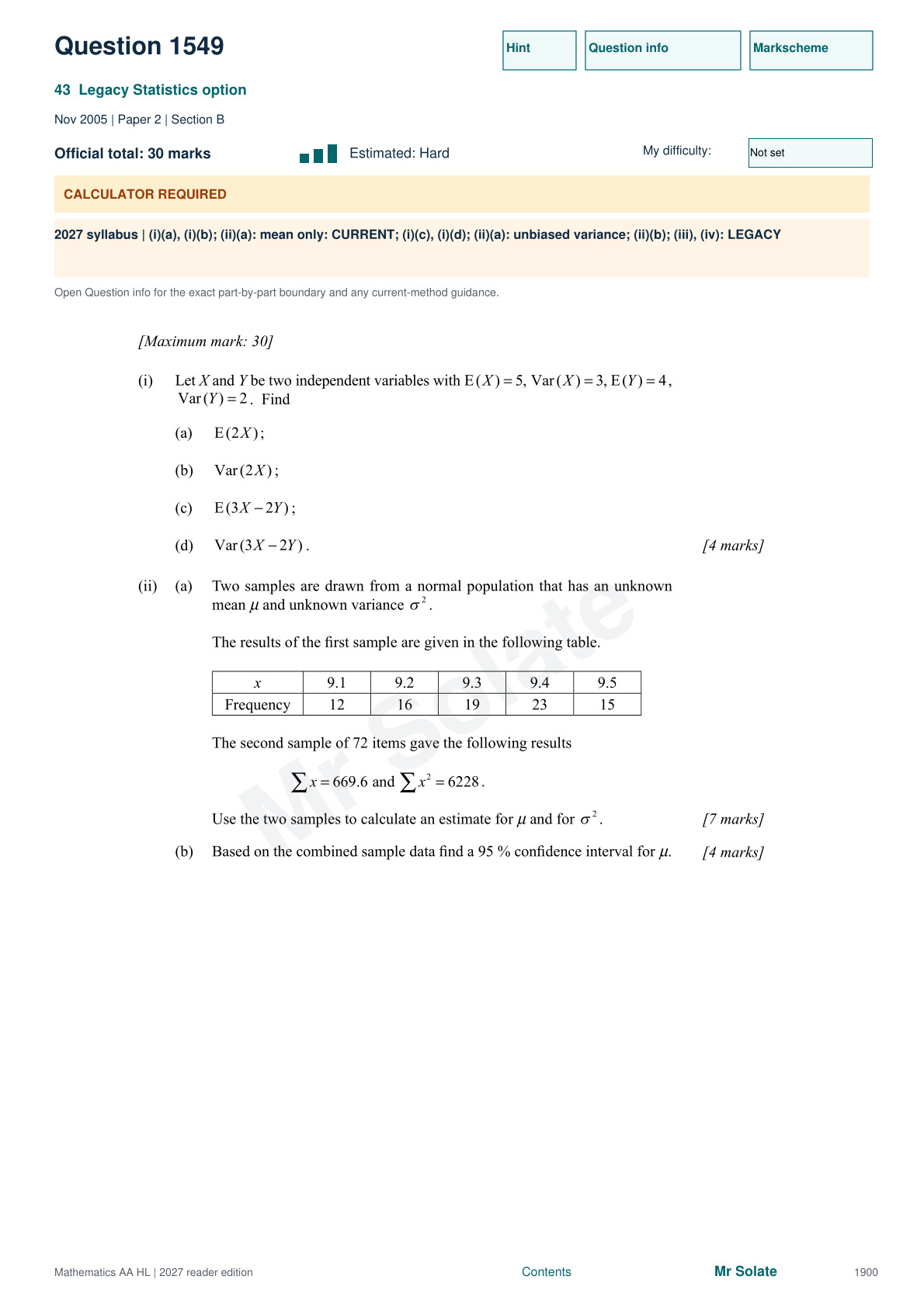 Original Mathematics question 1549, page 1900