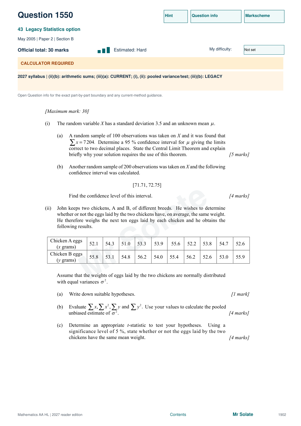 Original Mathematics question 1550, page 1902