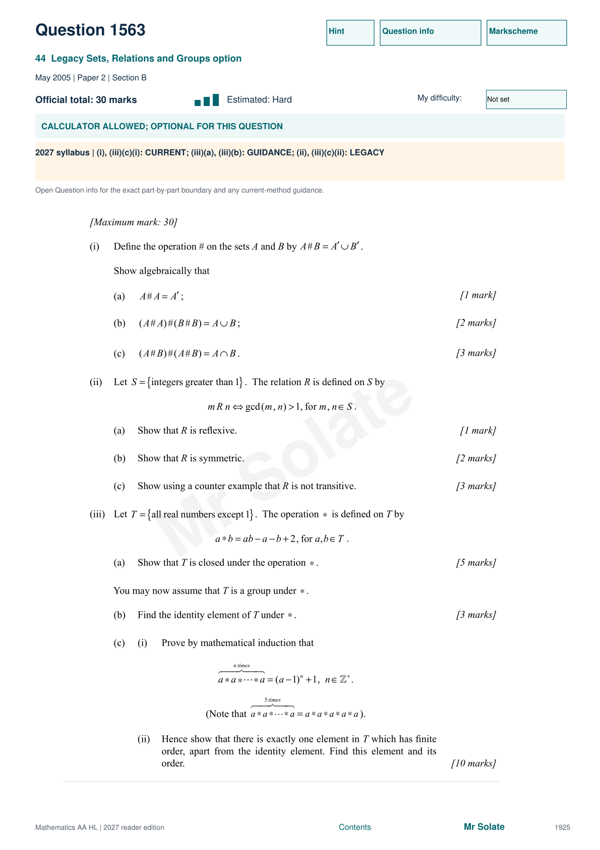 Original Mathematics question 1563, page 1925