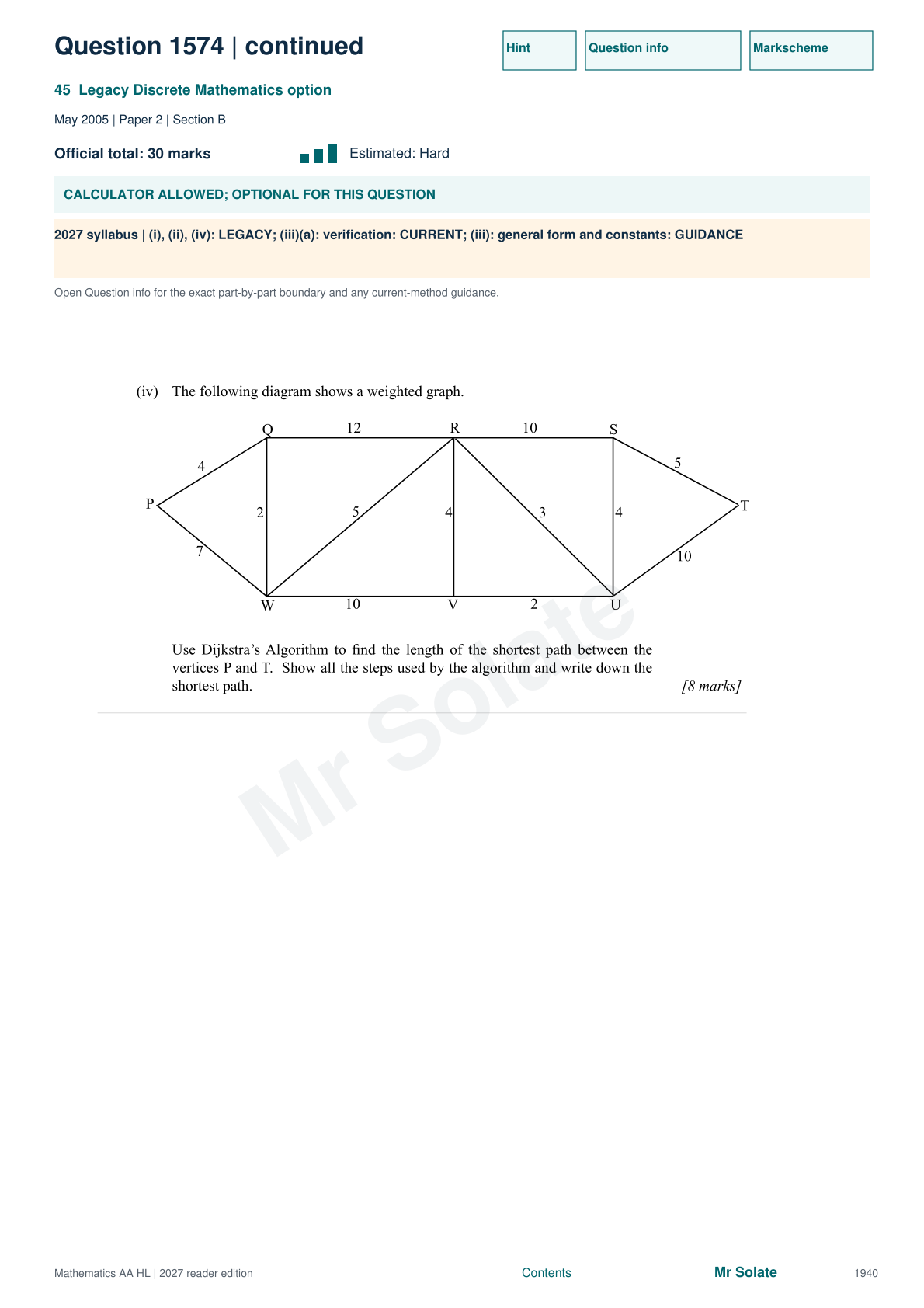 Original Mathematics question 1574, page 1940
