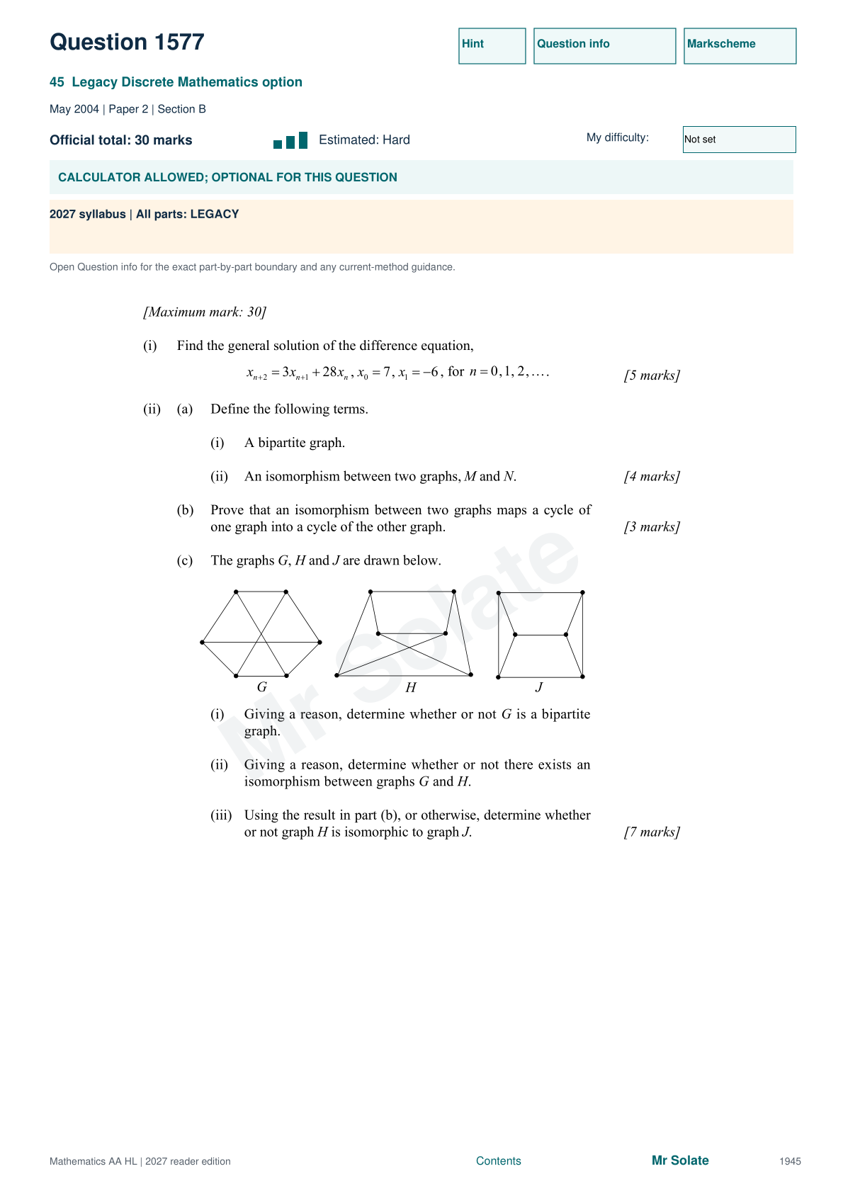 Original Mathematics question 1577, page 1945
