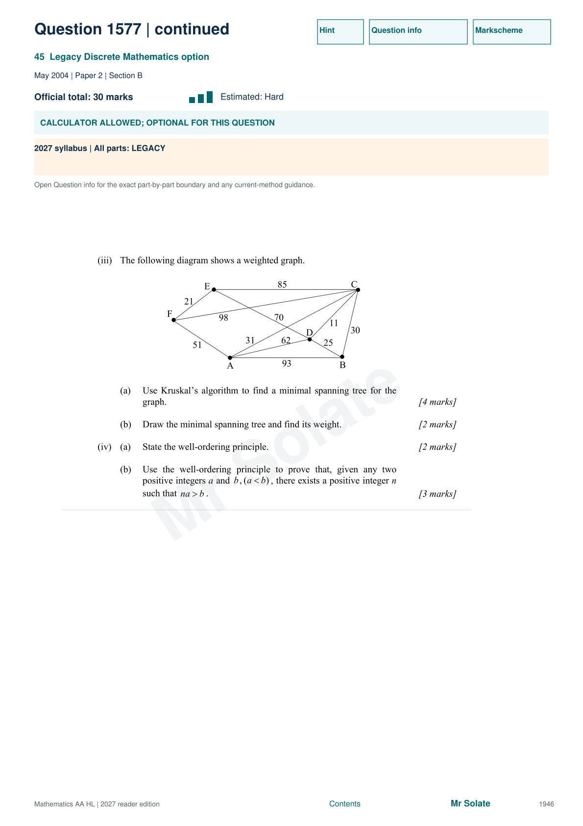Original Mathematics question 1577, page 1946